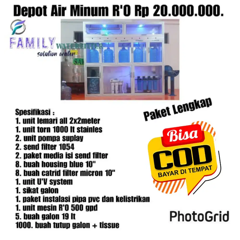 Depot air minum isi ulang lengkap