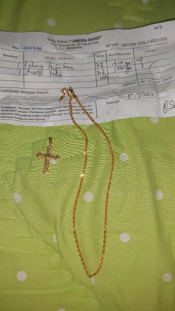 Dijual kalung emas murni 70%