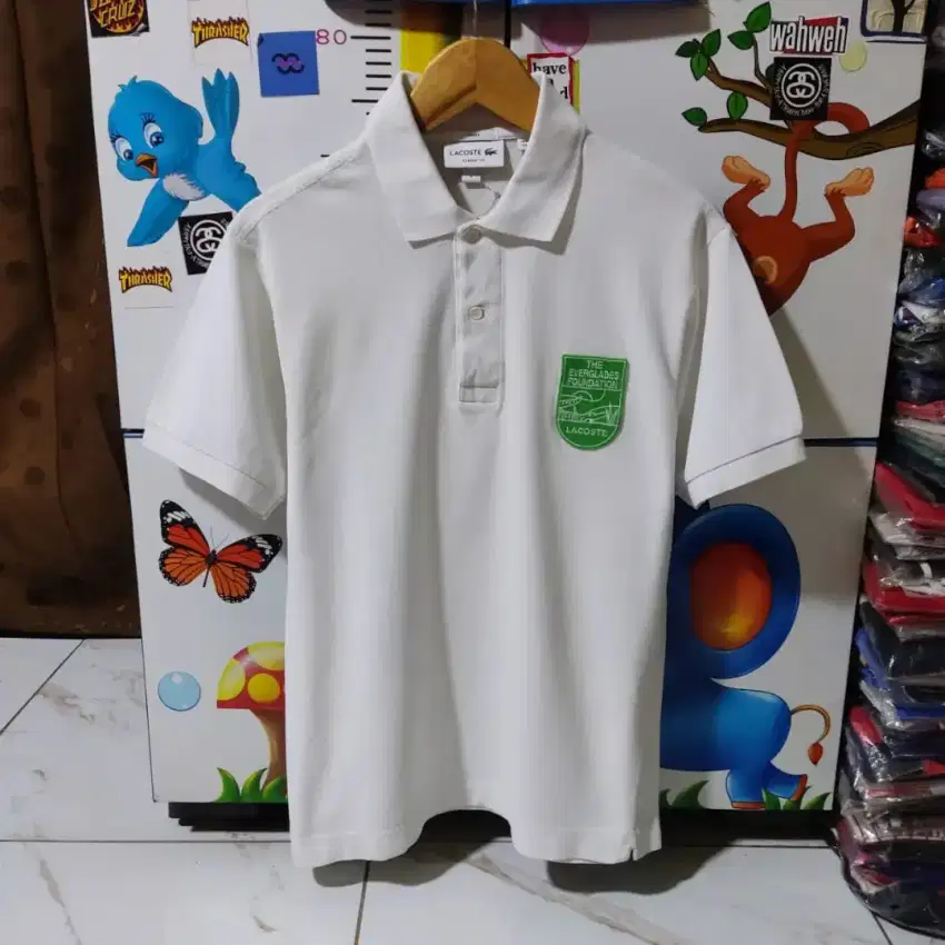 Kaos polo shirt LACOSTE The Everglades Foundation white original secon