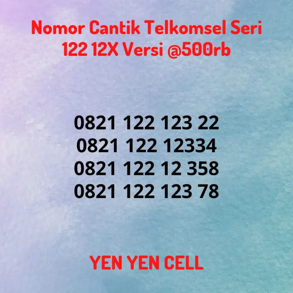 Nomor Cantik Simpati Perdana Telkomsel Seri Angka Kecil Urut 122 123