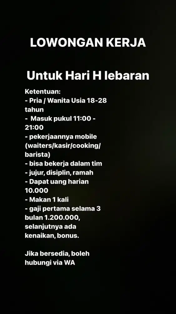 Lowongan Kerja di Rumah Makan