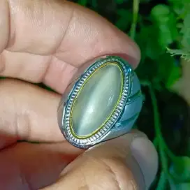 Cincin Batu Permata Natural CAT'S EYE MOONSTONE Srilanka + Memo (13ct)