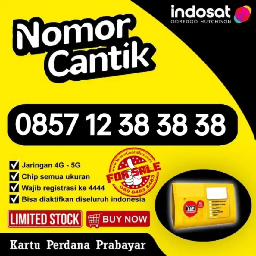 Nomor Cantik INDOSAT TRIPLE AB HOKY 38