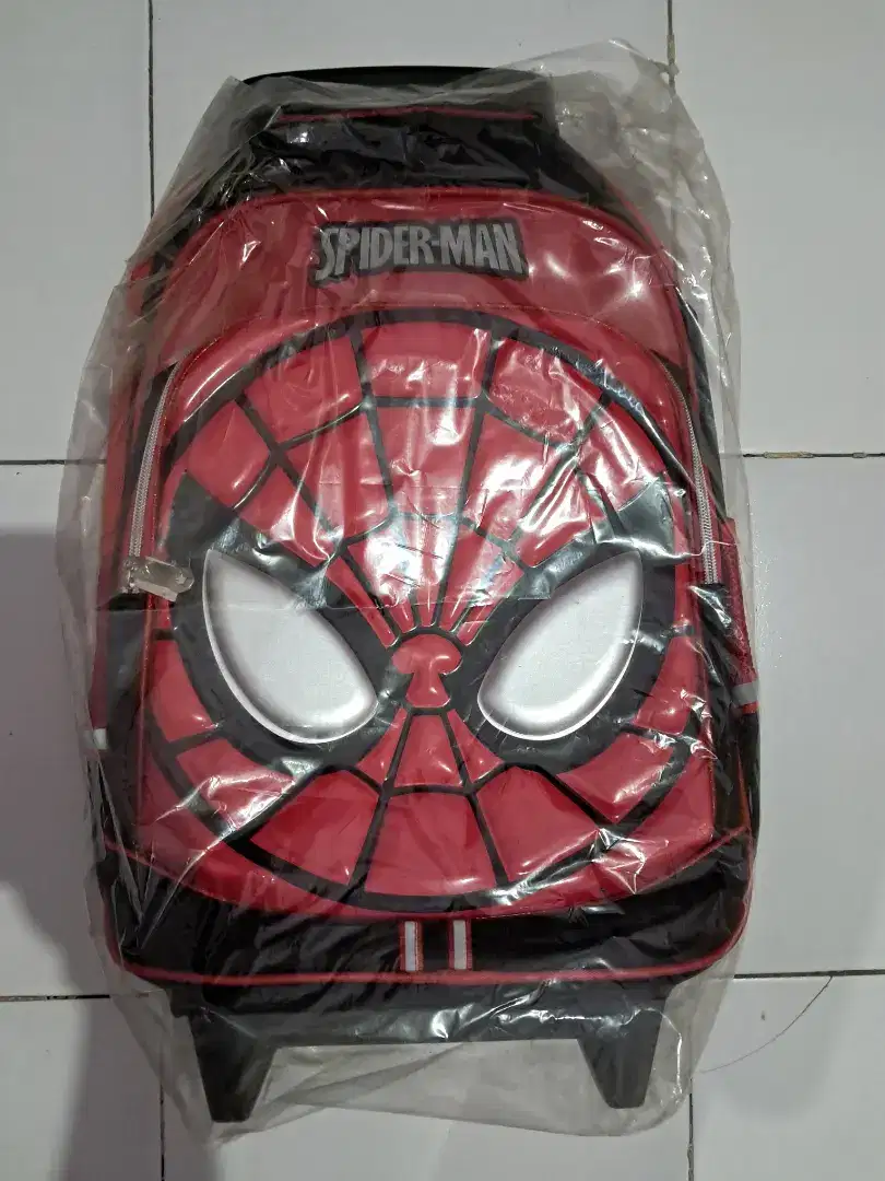 Tas anak model roda trolley motif super hero