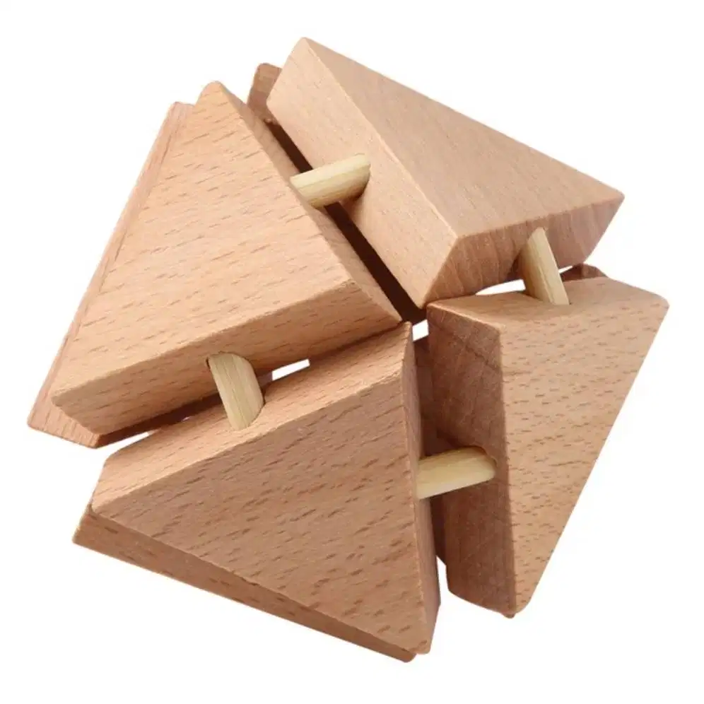 Puzzle Kayu Interlock Asah Otak Segitiga Edukatif Teka Teki Wooden