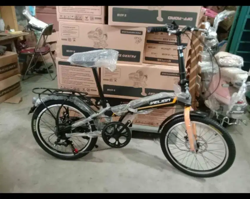Sepeda lipat velion speed 7 sudah rem cakram ukuran 20 inch