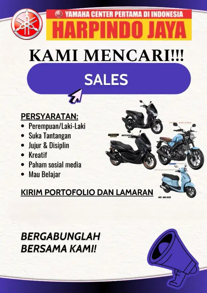 Dicari Sales Yamaha