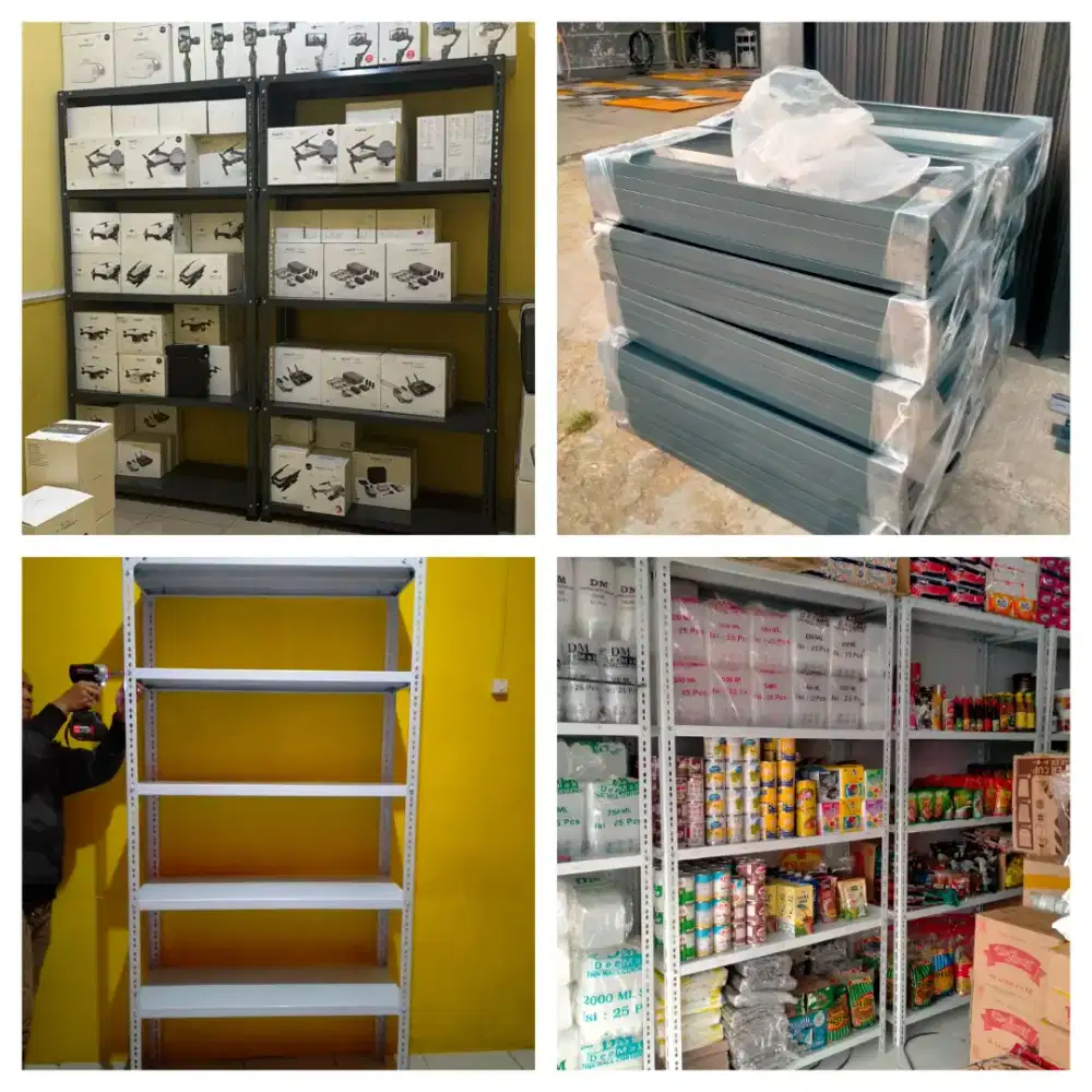 Rak besi siku lubang  Tebal 
5 dan 4 susun 100x40x200cm 
Bayar COD