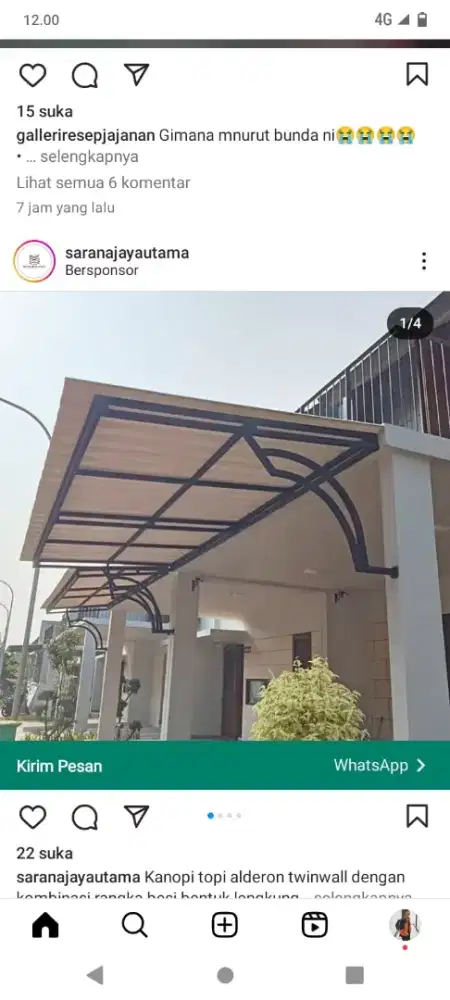 Kanopi alderon 10 satu layer Bonus talang air 350.000