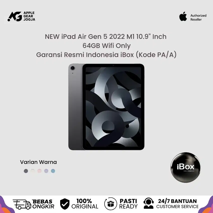 (iBox) New iPad Air Gen 5 M1 2022 64GB Wifi Only Resmi Indonesia