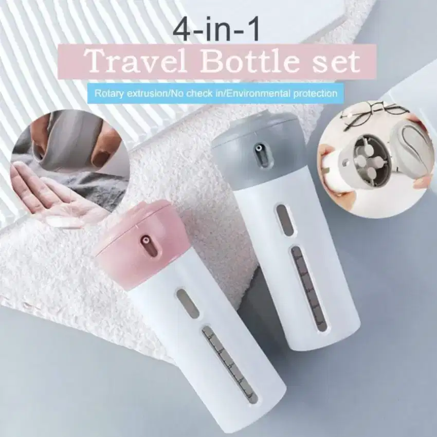 SMART BOTOL TOILETRIES TRAVEL KIT PORTABLE BOTTLE SET 4 IN 1 DIVIDER