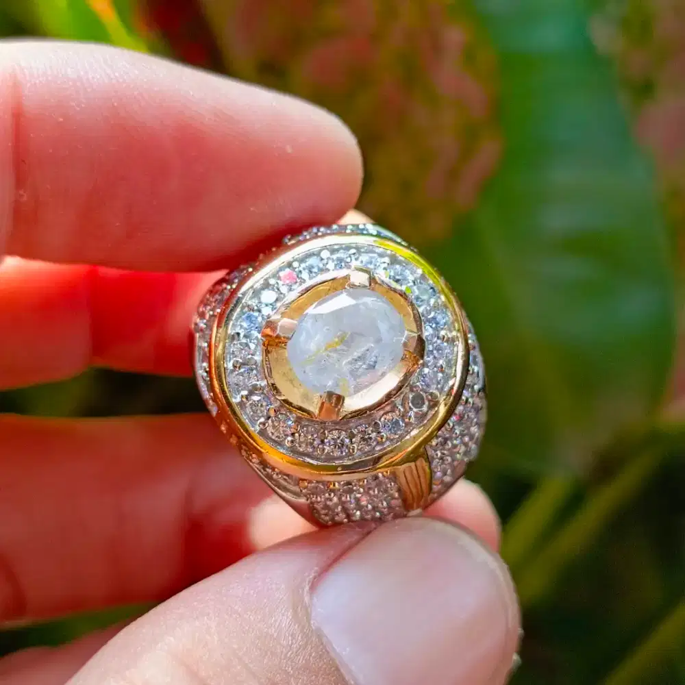 Cincin Batu Permata Natural COLORLESS SAPPHIRE Srilanka NH (2,80ct)