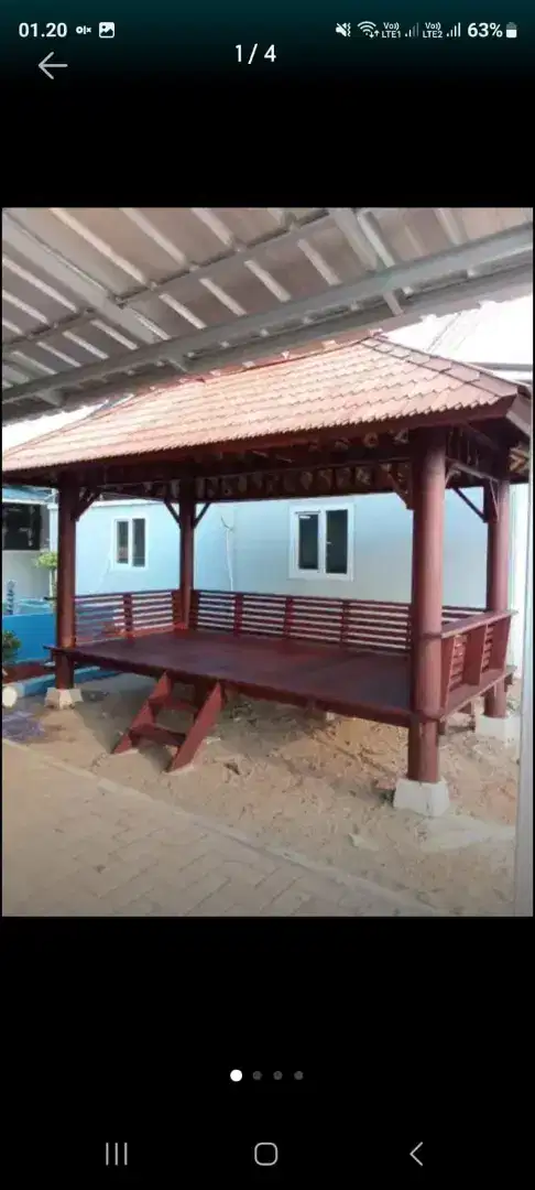 Gazebo kayu kelapa minimalis berbagai ukuran