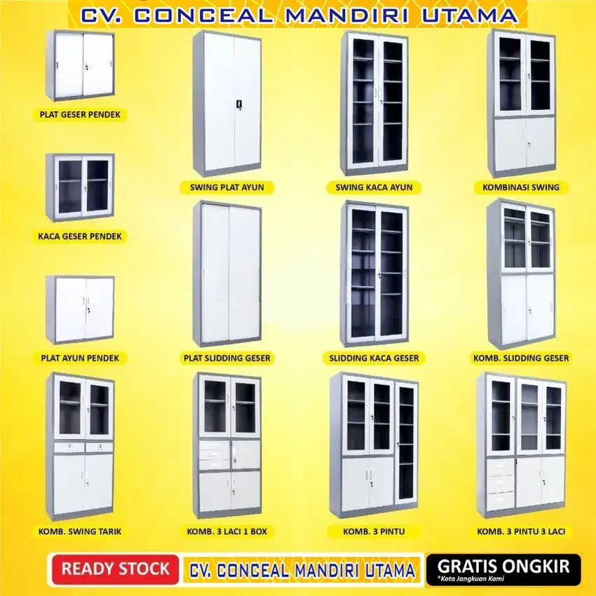 Lemari Arsip Filling Cabinet / Lemari Susun/ Lemari Pajangan/ Rak Besi