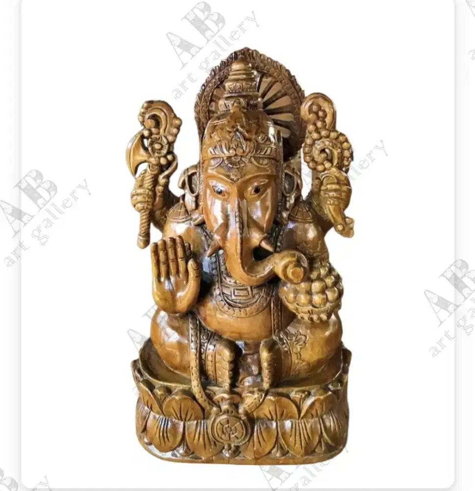 Patung Ganesha Ukiran Kayu