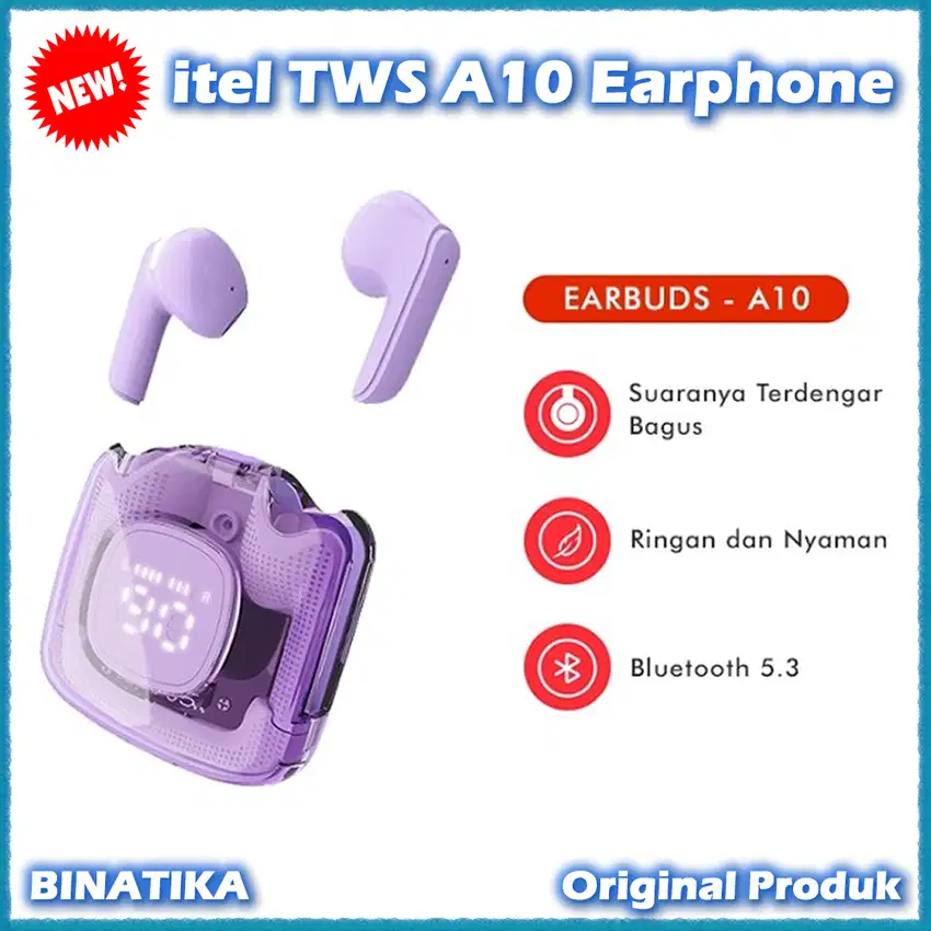 itel TWS A10 Earphone Bluetooth Earphone Wireless Headset Type-C