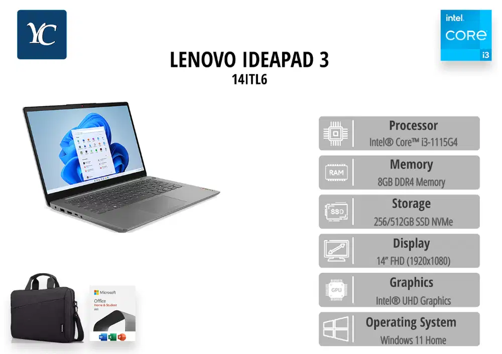 Lenovo Ideapad Slim 3 14 i3 1215U 8GB 256SSD Win 11 o h s 14.0fhd