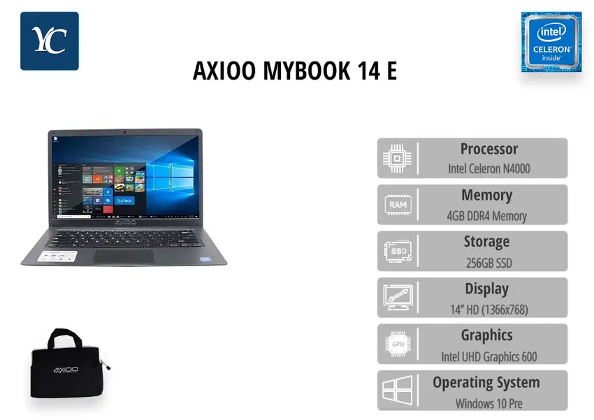 Axioo Hype X N4020 4GB 128GB Win 10 Pro 14.0 HD