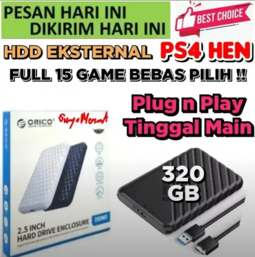 HARDISK EKSTERNAL PS4 320GB Mrh Harganya FULL GAMES SIAP KIRIM