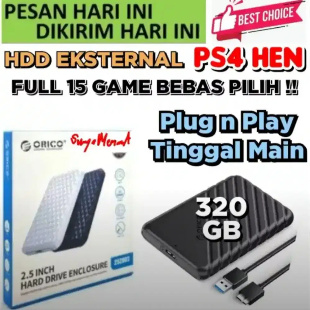 HARDISK EKSTERNAL PS4 320GB Terjangkau Murah FULL GAMES SIAP KIRIM