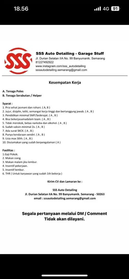 Tenaga Serabutan dan Poles Mobil