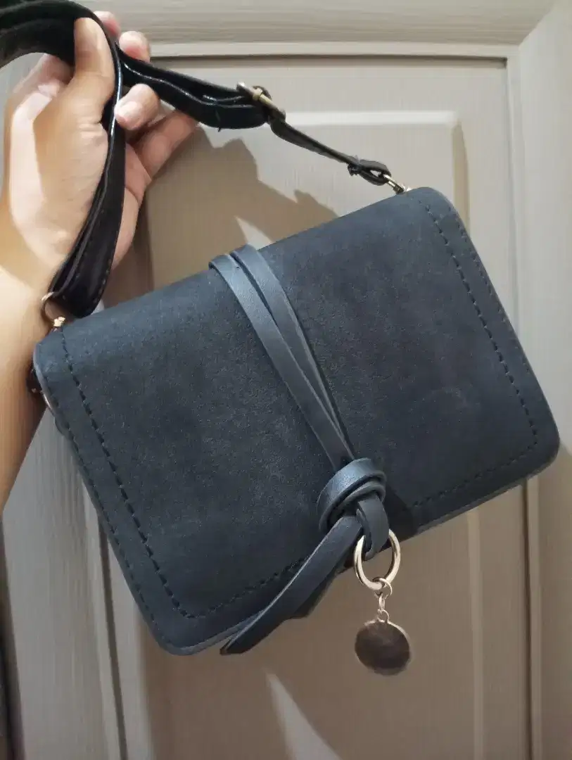 Sling Camera Bag Kulit mix Suede