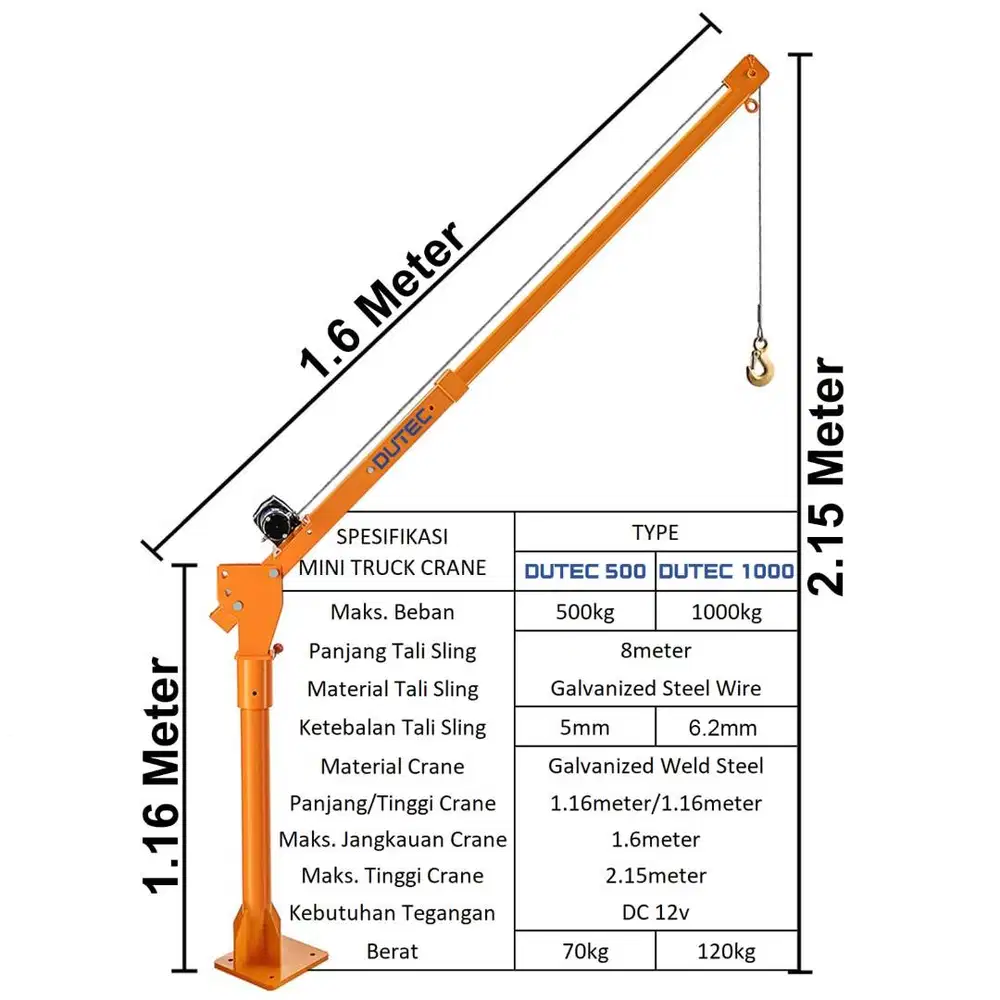 Kerangka Mini Truck Crane 0.5Ton