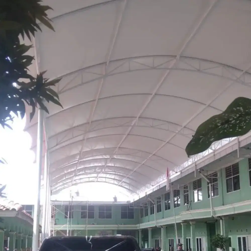 Kanopi kain membrane kaca alderon solarflat & reling balkon stainless