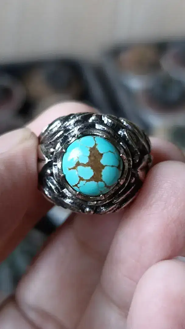 Cincin batu pirus usa number eight turquoise mini