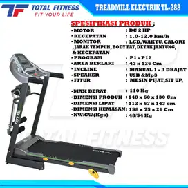 Alat Fitness Treadmill Elektrik TL 288 Total Fitness Motor 2 HP