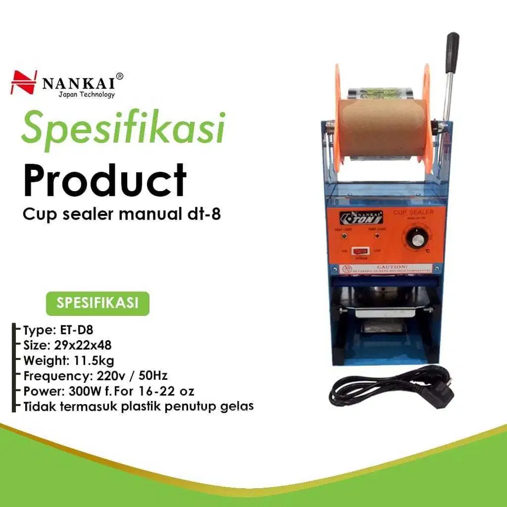 Cup Sealer D8 Nankai Mesin Press Gelas Plastik