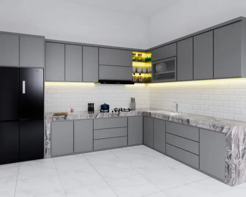 Kitchenset , sekat ruangan , lemari , backdrop tv