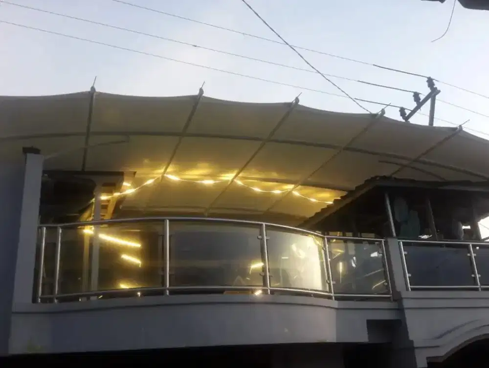 Canopy kain membrane & kanopi kaca solarflat alderon spandek minimalis