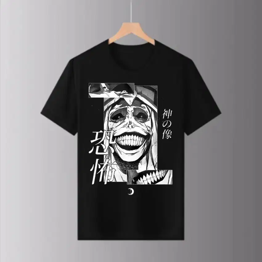 Baju Kaos Oblong Solo Leveling Black T Shirt Hitam Statue God Patung