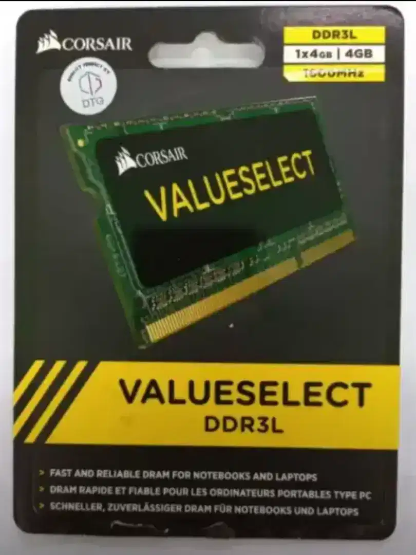 RAM type Sodim DDR3L 4GB Merek Corsair ValuSelect