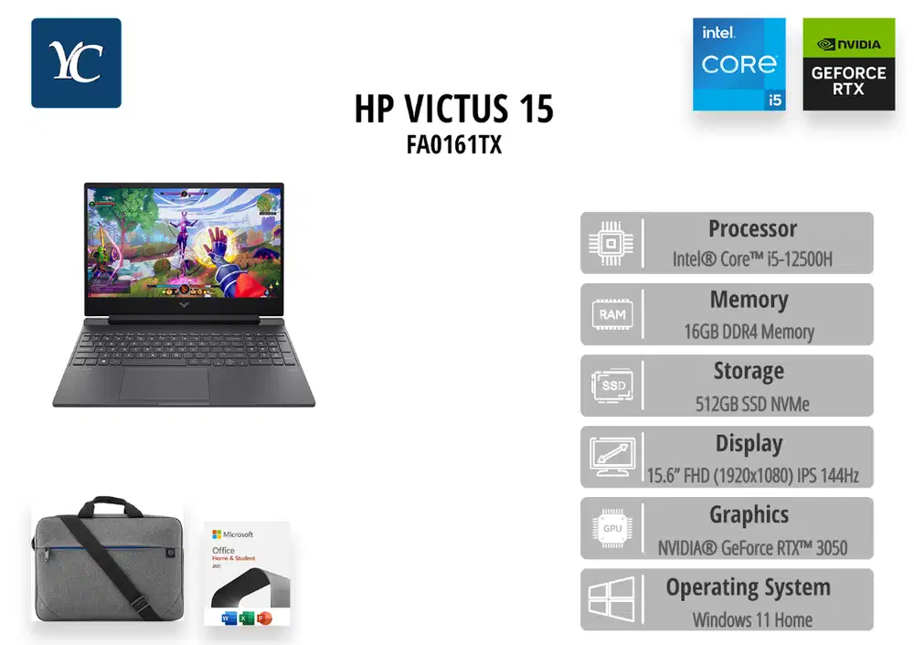 Hp Victus Gaming 15 FA0161TX RTX3050 4GB i5 12450H 16GB 512SSD 144Hz -