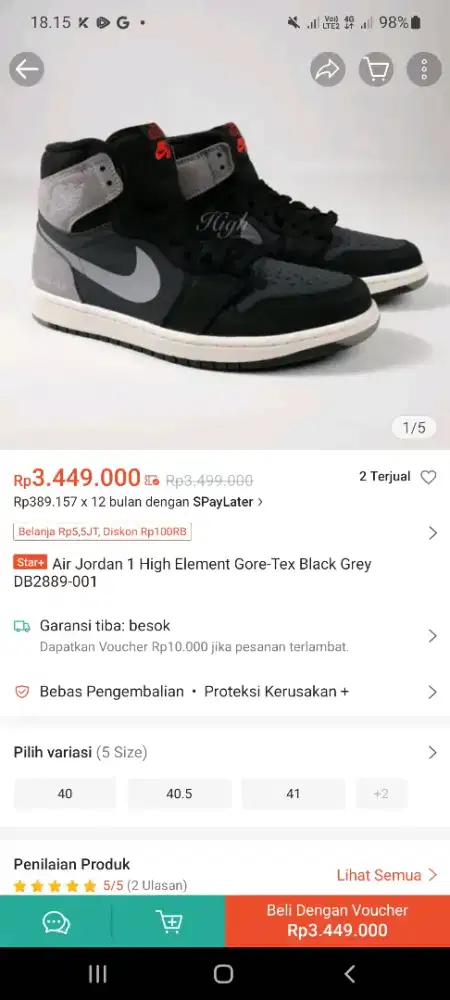 Air jordan 1 high element gore-tex black grey