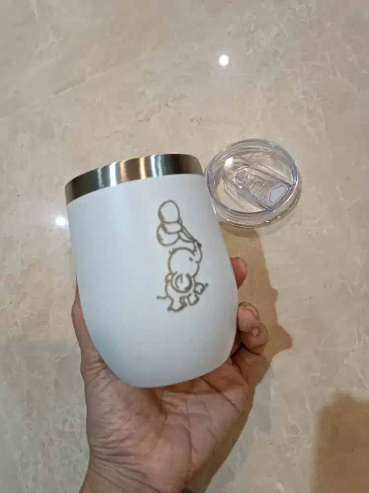 STAINLESS STEEL EGGO White Insulated Chill Wine Tumbler Cup Mug