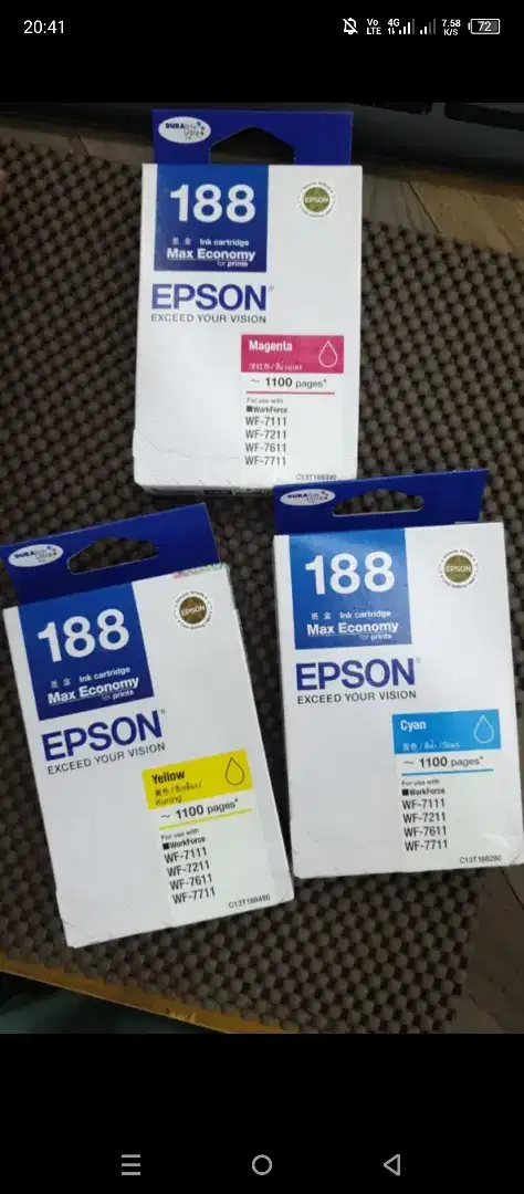 Tinta Epson 188 (1 set lengkap) original dan baru