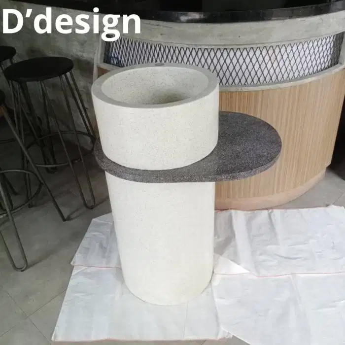 Wastafel Standing Terrazzo Silinder Handmade | Wastafel Teraso