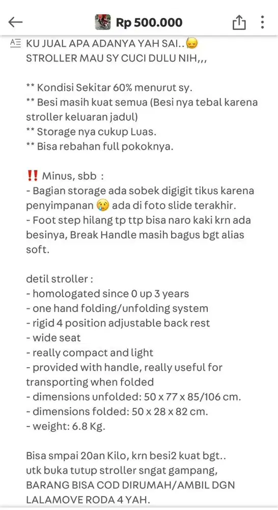 Stroller Chicco Bekas - DETIL DESKRIPSI DI FOTO TERAKHIR