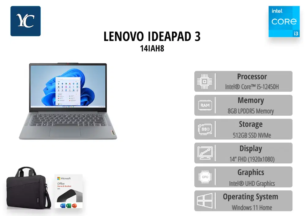 Lenovo Ideapad Slim 3 14 i5 12450H 8GB 512GB Win 11 o h s F H D IPS