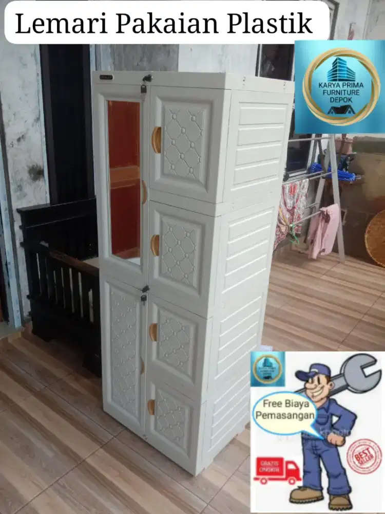 Lemari Pakaian Plastik cermin,rak rak 550rb free ongkir free pasangCOD
