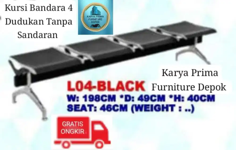 Kursi Bandara 4 Dudukan Tanpa Sandaran 1.150.000 kuat awet free ongkir