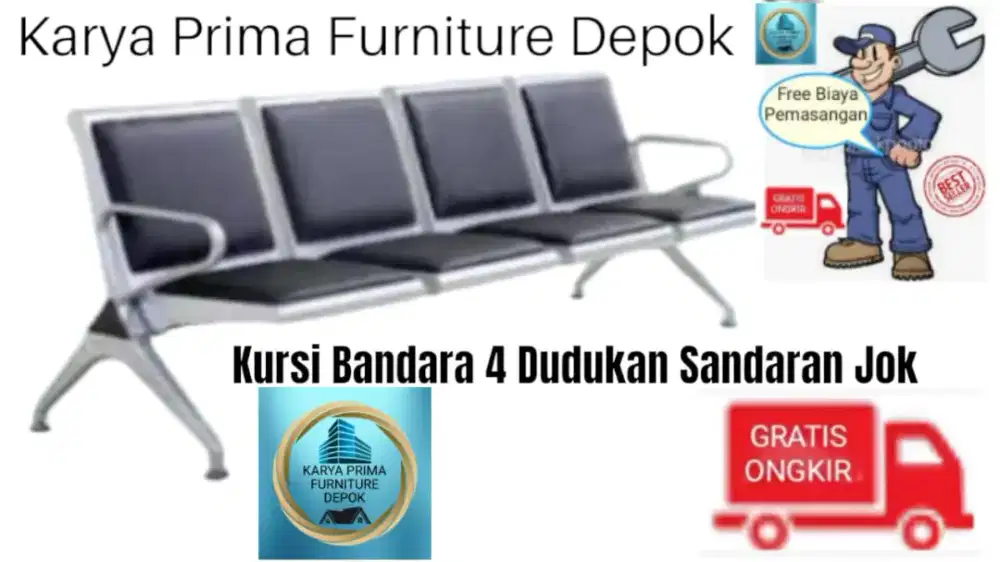 Kursi Bandara 4 Dudukan Sandaran Plus Jok 1.950.000 free ongkir pasang