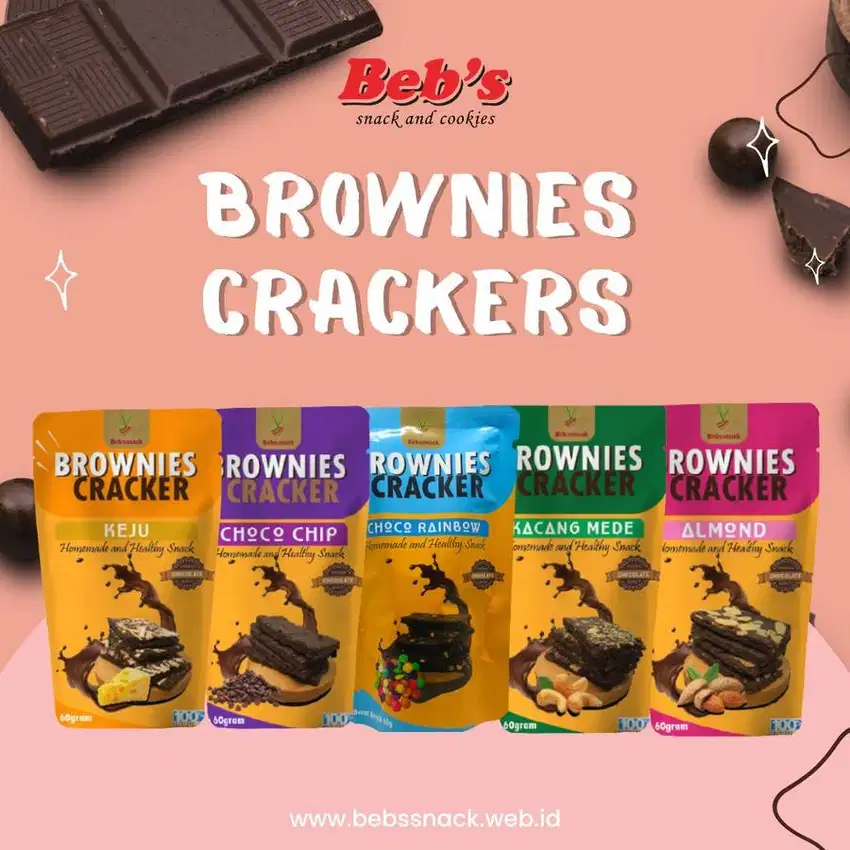 Brownies Cracker Bebssnack (keripik brownies) murah crispy - kemasan