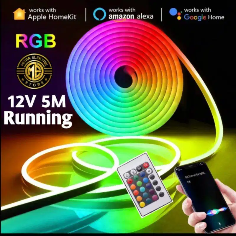 LED Strip RGB IP67 Cutable Running Neon Lampu Potong Warna Warni 5M