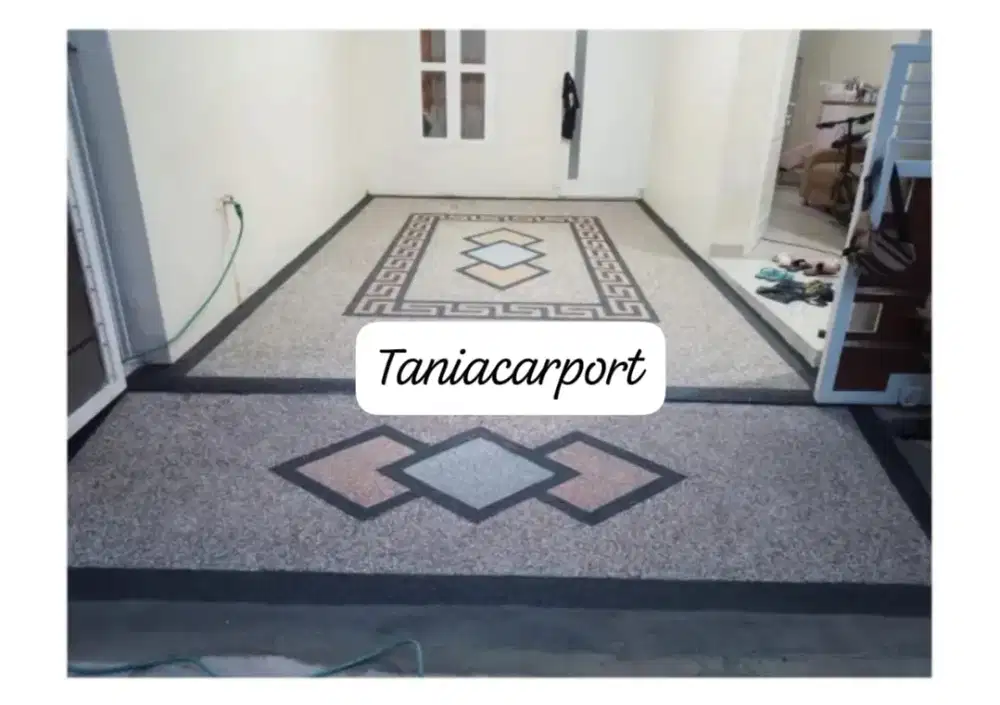 Lantai batu sikat bermotif