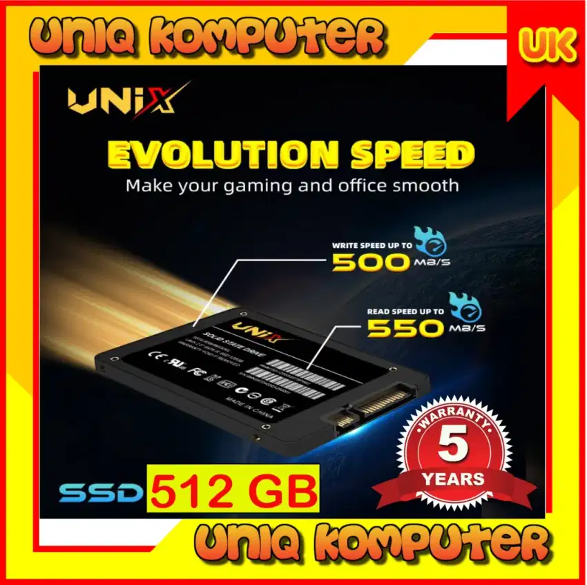 SSD 512 Gb UNIX, Garansi 5 Tahun