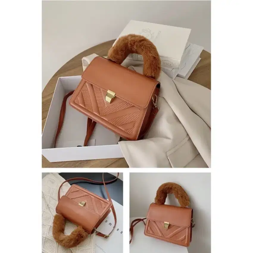 Tas Selempang wanita fashion /tas bulu /tas jalan